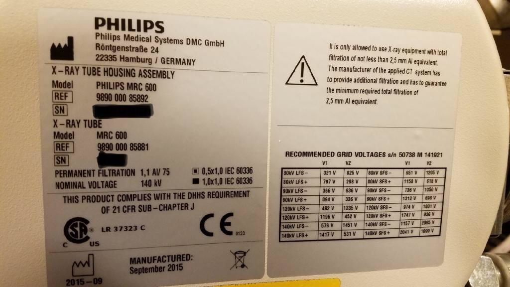 PHILIPSBrillianceCT ScannerPhilips mrc 600 X-ray Tube