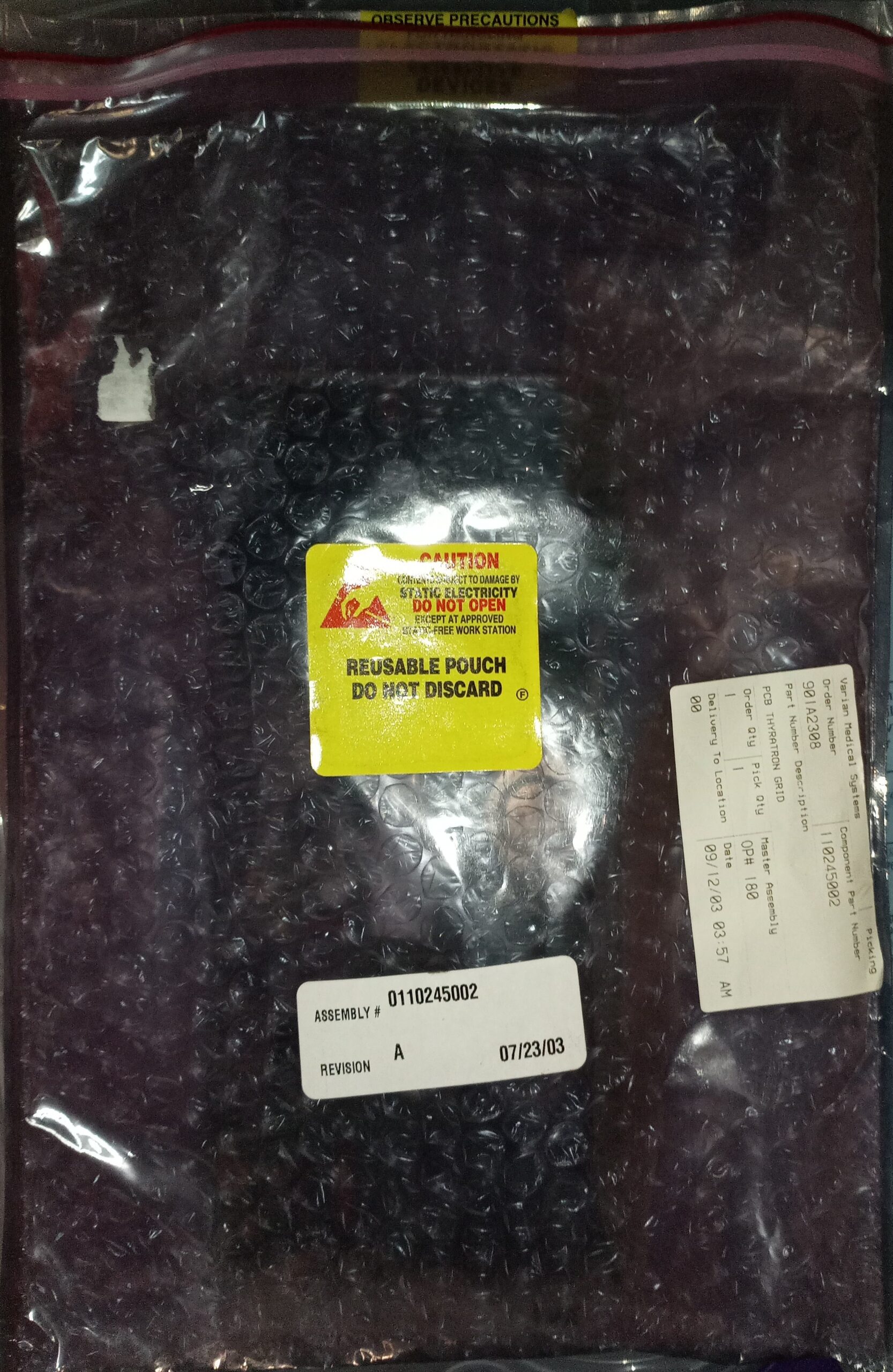 Varian – Linear Accelerator – Linear Accelerator – Thyratron Grid Board 0 Rev. A – 110245002