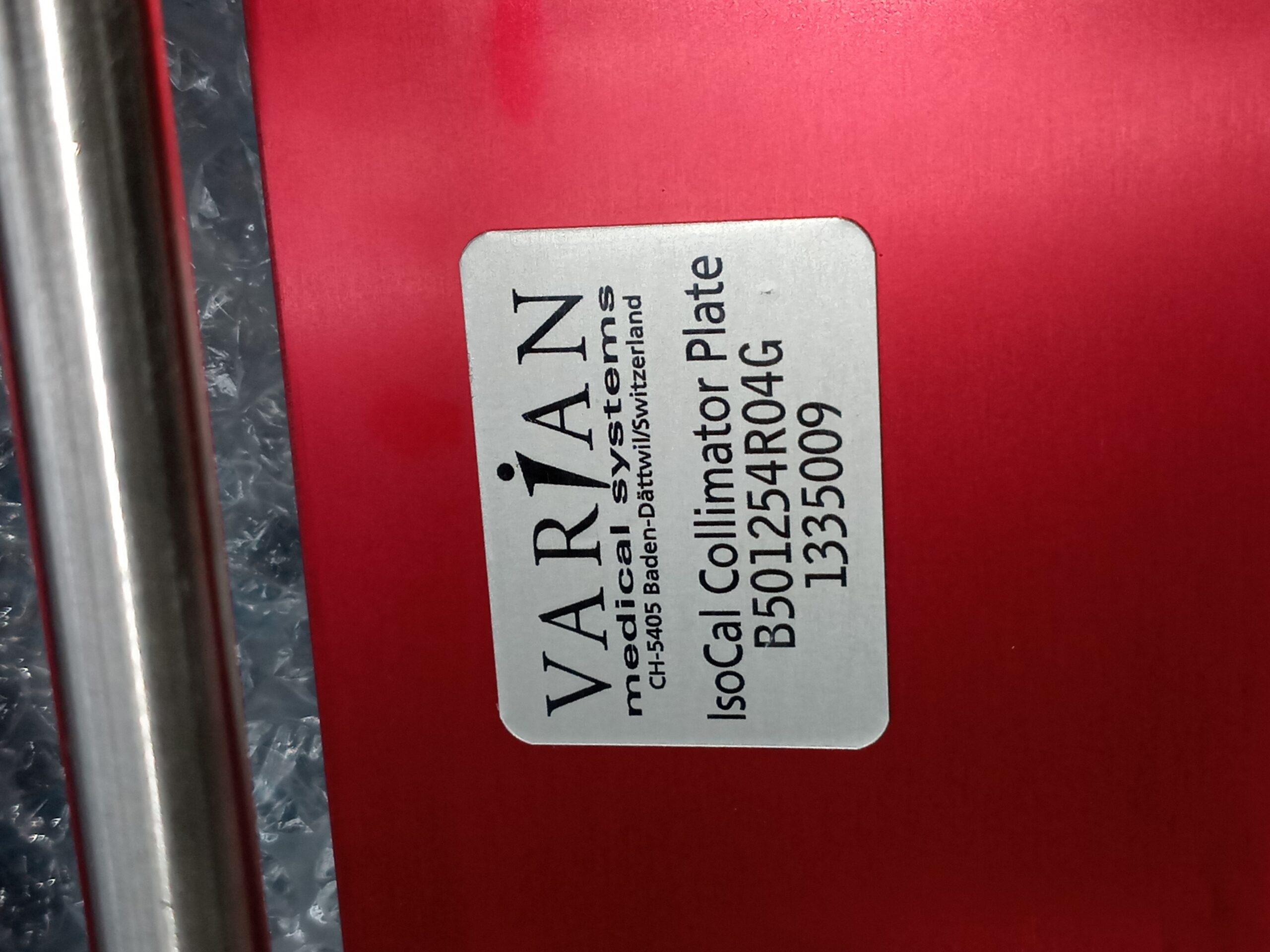 Varian IsoCal phantom & Collimator Plate 50168701 Rev. B 50125404 Rev. G B501687R01B B501254R04G – Linear Accelerator